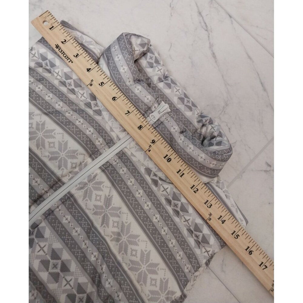 New Land's End Down Feather Puffer Vest Fair Isle Snowflake Gray/White Sz XL/T - - Picture 8 of 10